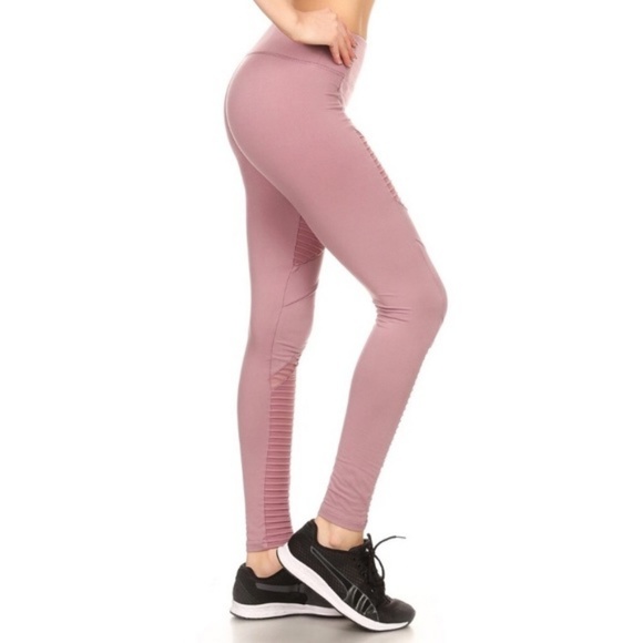 Mauve Purple Moto Comfy Style Leggings Athleisure - Picture 4 of 7